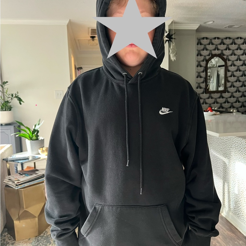 Nike Black Men’s Pullover Hoodie with White Swoosh